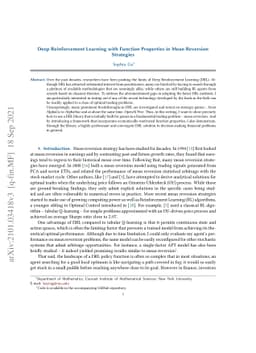 Deep Reinforcement Learning with Function Properties in Mean Reversion
  Strategies