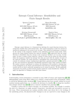 Entropic Causal Inference: Identifiability and Finite Sample Results