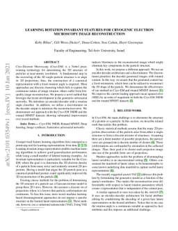Learning Rotation Invariant Features for Cryogenic Electron Microscopy
  Image Reconstruction
