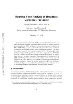 Running Time Analysis of Broadcast Consensus Protocols
