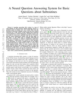A Neural Question Answering System for Basic Questions about Subroutines