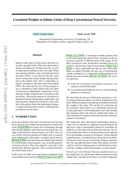 Correlated Weights in Infinite Limits of Deep Convolutional Neural
  Networks