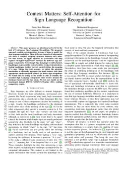 Context Matters: Self-Attention for Sign Language Recognition