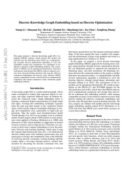 Discrete Knowledge Graph Embedding based on Discrete Optimization