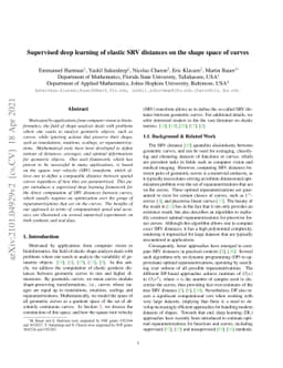 Supervised deep learning of elastic SRV distances on the shape space of
  curves