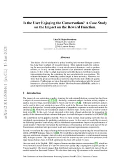 Is the User Enjoying the Conversation? A Case Study on the Impact on the
  Reward Function