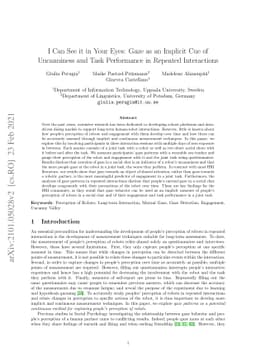 I Can See it in Your Eyes: Gaze as an Implicit Cue of Uncanniness and
  Task Performance in Repeated Interactions