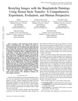 Restyling Images with the Bangladeshi Paintings Using Neural Style
  Transfer: A Comprehensive Experiment, Evaluation, and Human Perspective