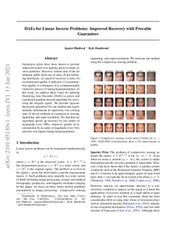 DAEs for Linear Inverse Problems: Improved Recovery with Provable
  Guarantees