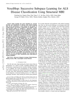 VoxelHop: Successive Subspace Learning for ALS Disease Classification
  Using Structural MRI