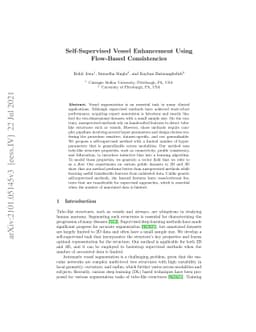 Self-Supervised Vessel Enhancement Using Flow-Based Consistencies