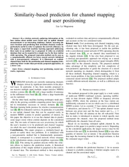Similarity-based prediction for channel mapping and user positioning