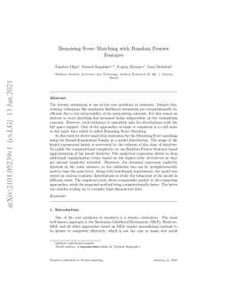 Denoising Score Matching with Random Fourier Features