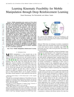 Learning Kinematic Feasibility for Mobile Manipulation through Deep
  Reinforcement Learning