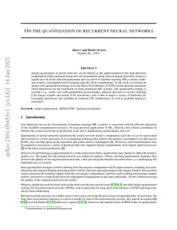 On the quantization of recurrent neural networks