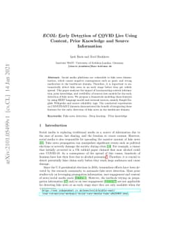 ECOL: Early Detection of COVID Lies Using Content, Prior Knowledge and
  Source Information