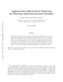 Agglomerative Hierarchical Clustering for Selecting Valid Instrumental
  Variables