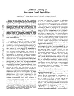 Continual Learning of Knowledge Graph Embeddings