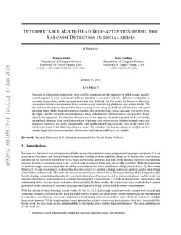 Interpretable Multi-Head Self-Attention model for Sarcasm Detection in
  social media