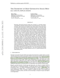 The Geometry of Deep Generative Image Models and its Applications