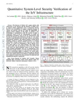 Quantitative System-Level Security Verification of the IoV
  Infrastructure