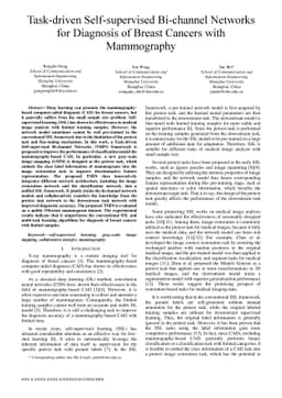 Task-driven Self-supervised Bi-channel Networks for Diagnosis of Breast
  Cancers with Mammography