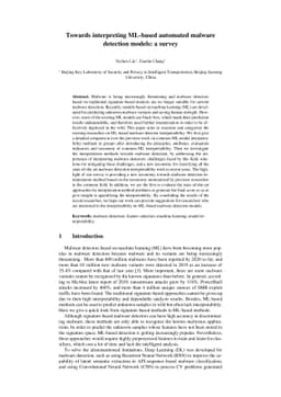 Towards interpreting ML-based automated malware detection models: a
  survey
