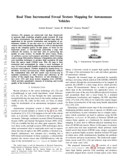 Real Time Incremental Foveal Texture Mapping for Autonomous Vehicles