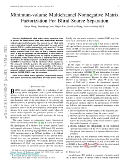 Minimum-volume Multichannel Nonnegative matrix factorization for blind
  source separation
