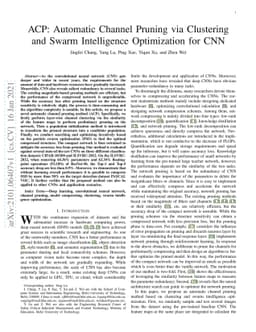 ACP: Automatic Channel Pruning via Clustering and Swarm Intelligence
  Optimization for CNN