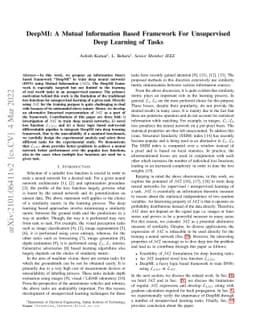 DeepMI: A Mutual Information Based Framework For Unsupervised Deep
  Learning of Tasks