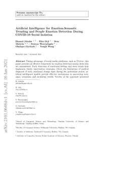 Artificial Intelligence for Emotion-Semantic Trending and People Emotion
  Detection During COVID-19 Social Isolation