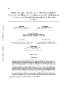 Stereo Camera Visual SLAM with Hierarchical Masking and Motion-state
  Classification at Outdoor Construction Sites Containing Large Dynamic Objects