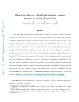Data-driven discovery of multiscale chemical reactions governed by the
  law of mass action