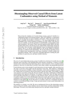 Disentangling Observed Causal Effects from Latent Confounders using
  Method of Moments