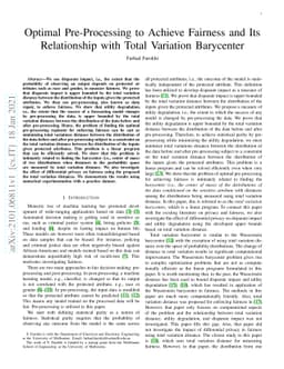 Optimal Pre-Processing to Achieve Fairness and Its Relationship with
  Total Variation Barycenter