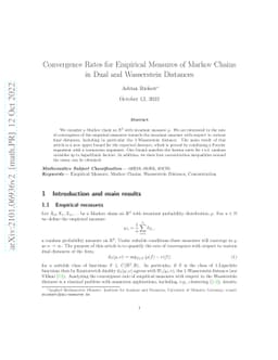 Convergence Rates for Empirical Measures of Markov Chains in Dual and
  Wasserstein Distances