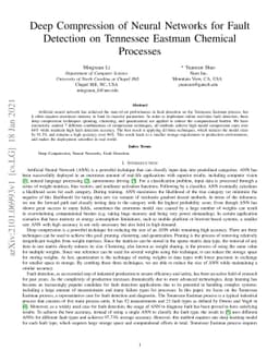 Deep Compression of Neural Networks for Fault Detection on Tennessee
  Eastman Chemical Processes