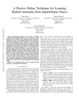 A Passive Online Technique for Learning Hybrid Automata from
  Input/Output Traces