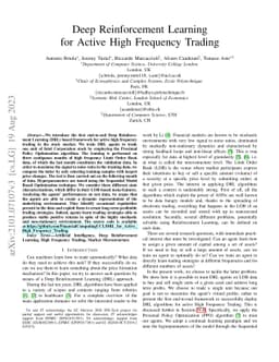 Deep Reinforcement Learning for Active High Frequency Trading