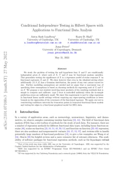 Conditional Independence Testing in Hilbert Spaces with Applications to
  Functional Data Analysis