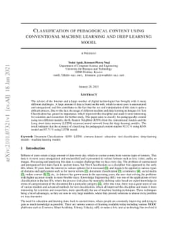 Classification of Pedagogical content using conventional machine
  learning and deep learning model