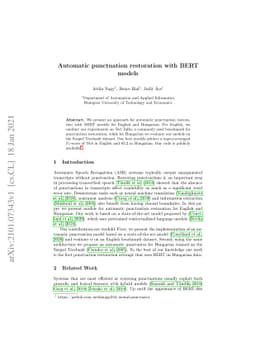 Automatic punctuation restoration with BERT models