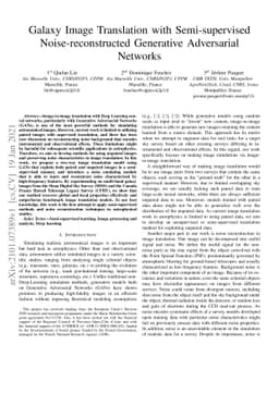 Galaxy Image Translation with Semi-supervised Noise-reconstructed
  Generative Adversarial Networks