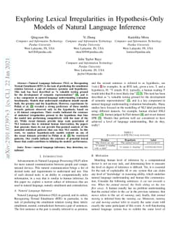 Exploring Lexical Irregularities in Hypothesis-Only Models of Natural
  Language Inference