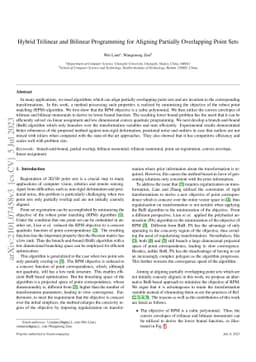 Hybrid Trilinear and Bilinear Programming for Aligning Partially
  Overlapping Point Sets