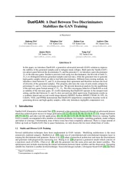 DuelGAN: A Duel Between Two Discriminators Stabilizes the GAN Training