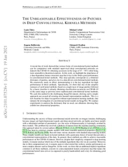 The Unreasonable Effectiveness of Patches in Deep Convolutional Kernels
  Methods