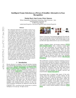 Intelligent Frame Selection as a Privacy-Friendlier Alternative to Face
  Recognition