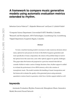 A framework to compare music generative models using automatic
  evaluation metrics extended to rhythm
